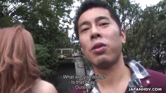 Oriental whore swallowing off all of the fellas
